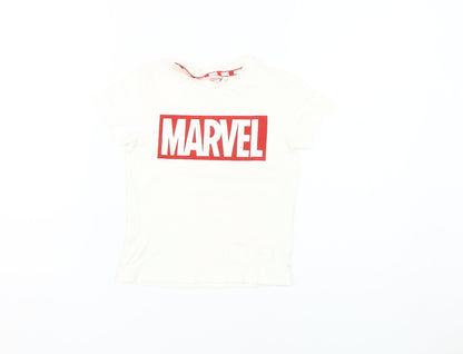 Marvel Boys White Graphic T-Shirt 5-6 Years Cotton Logo
