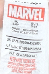 Marvel Boys White Graphic T-Shirt 5-6 Years Cotton Logo