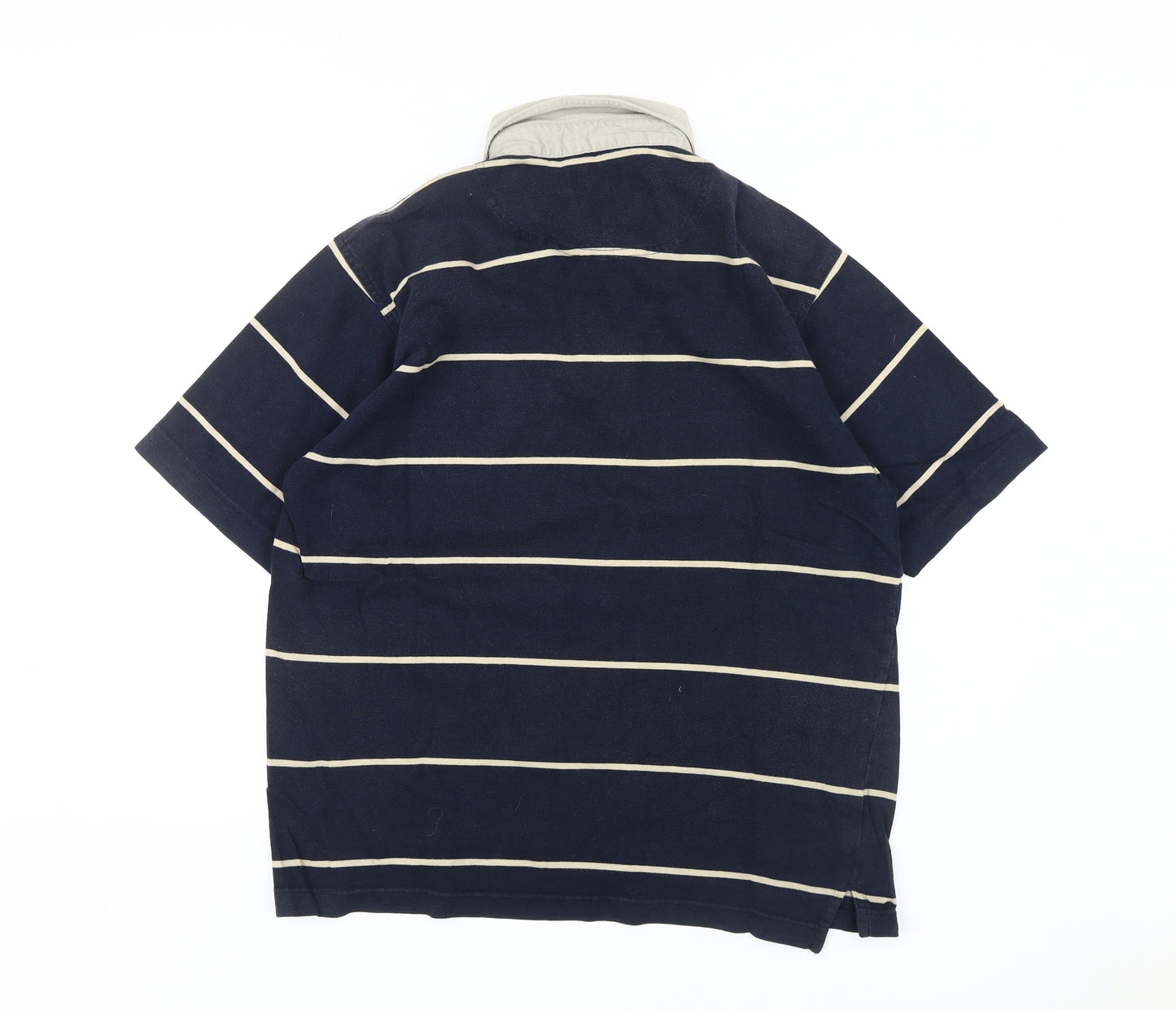 Beverly Hills Polo Club Men's Blue Striped Polo L