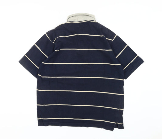 Beverly Hills Polo Club Men's Blue Striped Polo L