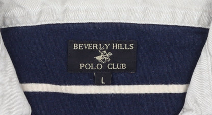 Beverly Hills Polo Club Men's Blue Striped Polo L