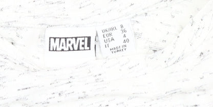 Womens UK Size 8 Marvel White Basic T-Shirt