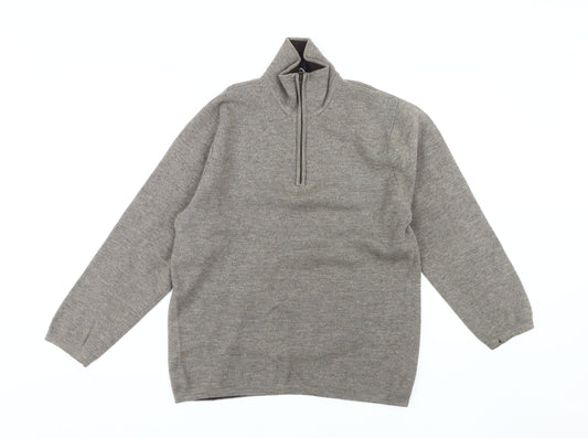 GAP Men's Grey Full Zip Wool Jumper, L