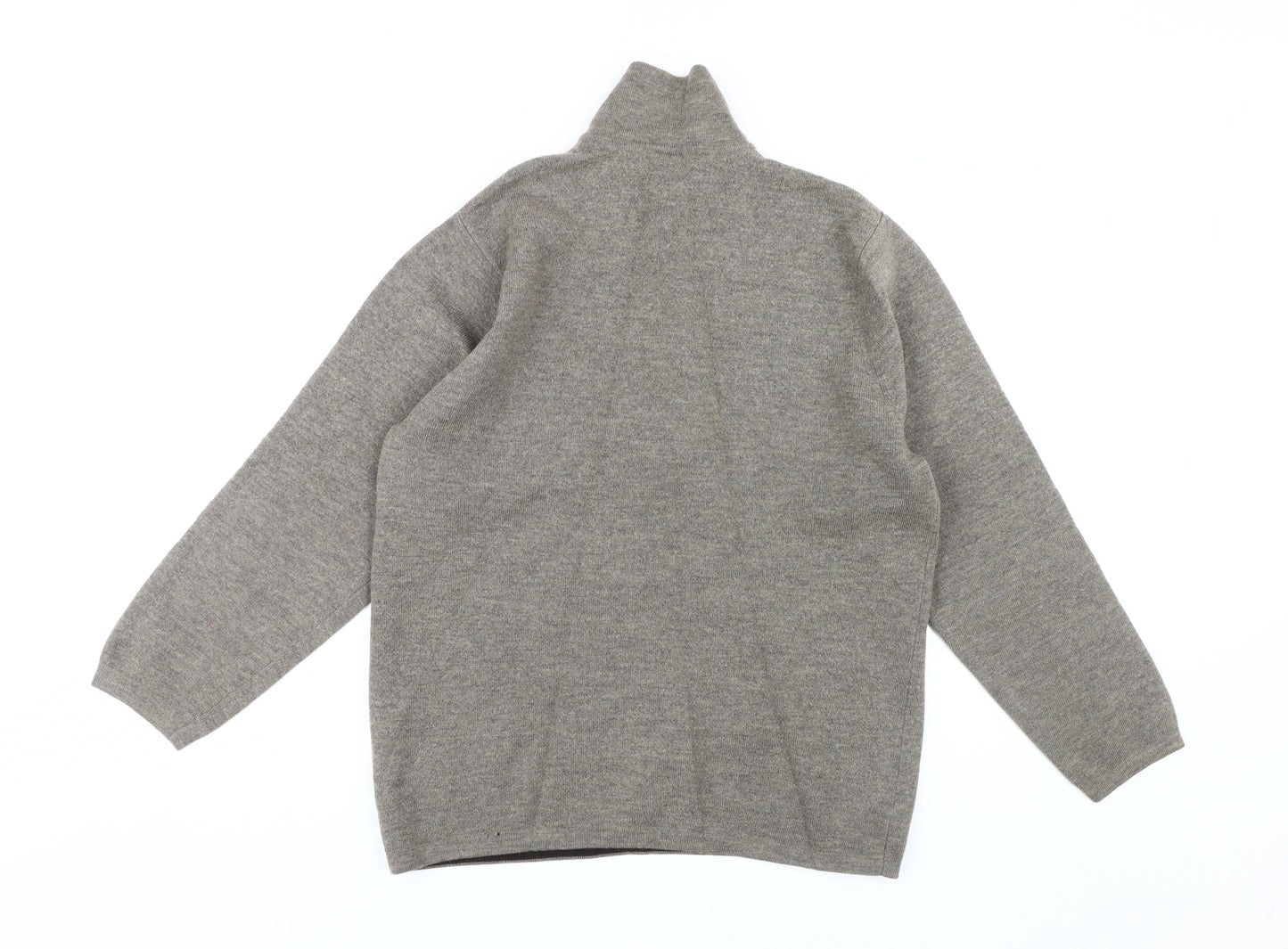 GAP Men's Grey Full Zip Wool Jumper, L