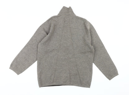 GAP Men's Grey Full Zip Wool Jumper, L