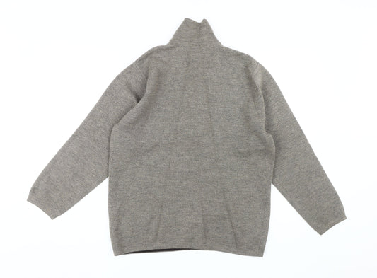 GAP Men's Grey Full Zip Wool Jumper, L