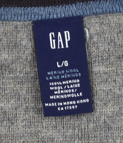 GAP Men's Grey Full Zip Wool Jumper, L