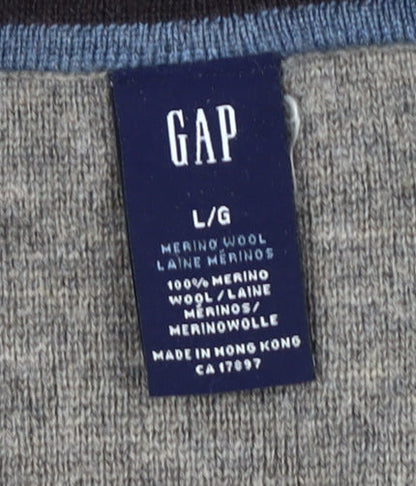 GAP Men's Grey Full Zip Wool Jumper, L
