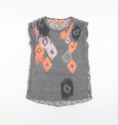 Next Girls Grey Geometric T-Shirt, 10 Years, Sleeveless