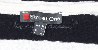 Street One Women's Black Striped Jersey Top Size 10