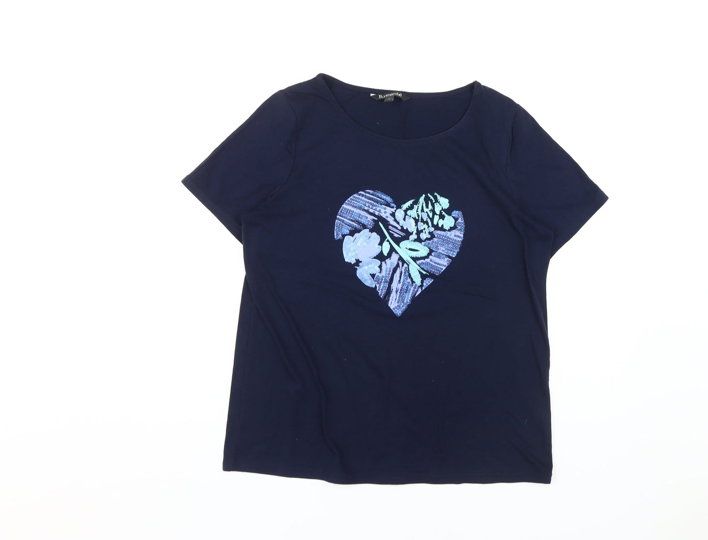 Bonmarché Women's Blue Embroidered T-Shirt Size 12