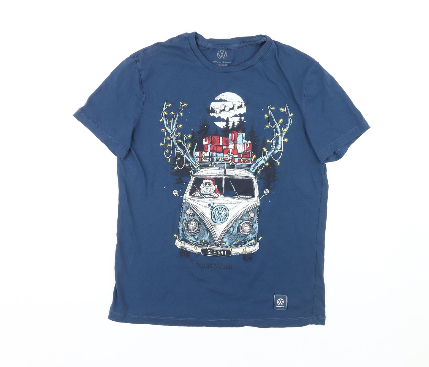 Volkswagen Men's Blue Christmas T-Shirt, Size S