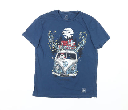 Volkswagen Men's Blue Christmas T-Shirt, Size S