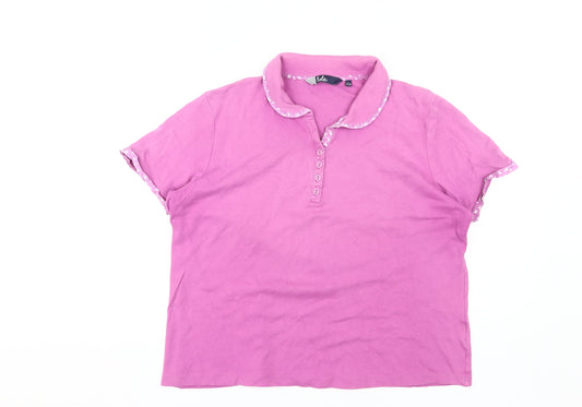 Isle Women's Pink Polo Top, Size L, Short Sleeve Cool Casual