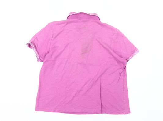 Isle Women's Pink Polo Top, Size L, Short Sleeve Cool Casual