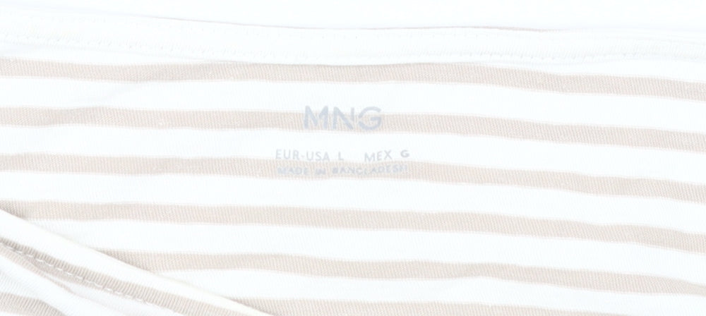 Womens UK Size L MNG Beige Basic T-Shirt