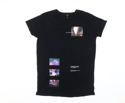 River Island Unisex Black City Graphic T-Shirt, Size 10