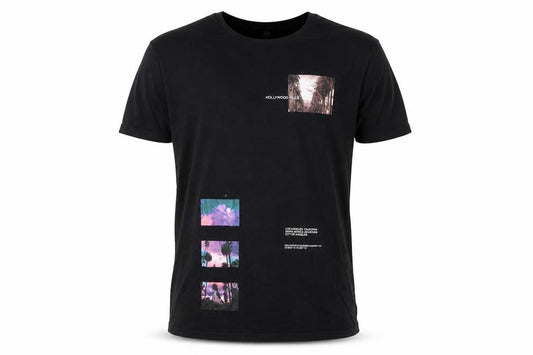 Front view of River Island unisex black city graphic t-shirt, size 10