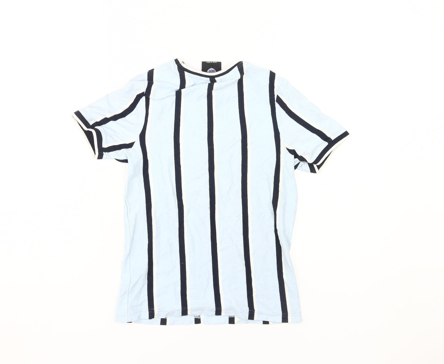 Boys Blue Striped England T-Shirt 8-9 Years Cotton Casual