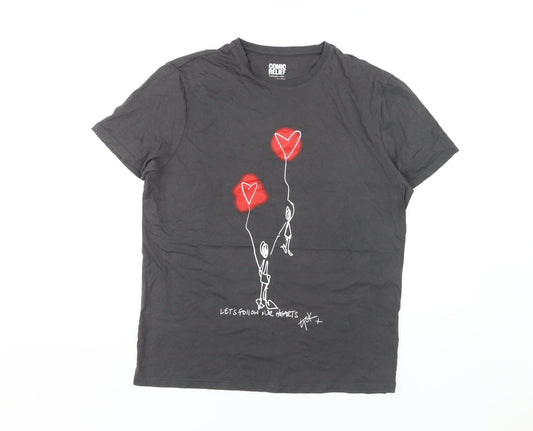 Unisex Adults UK Size S Comic Relief Black Basic T-Shirt