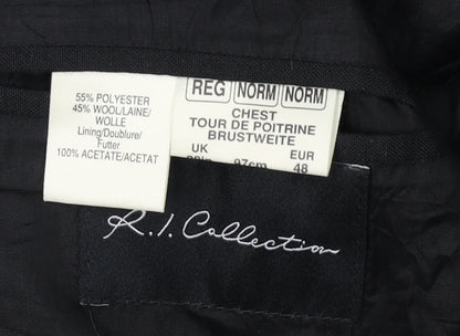 R.I. Collection Men's Black Jacket, Size 38, Wool Blend