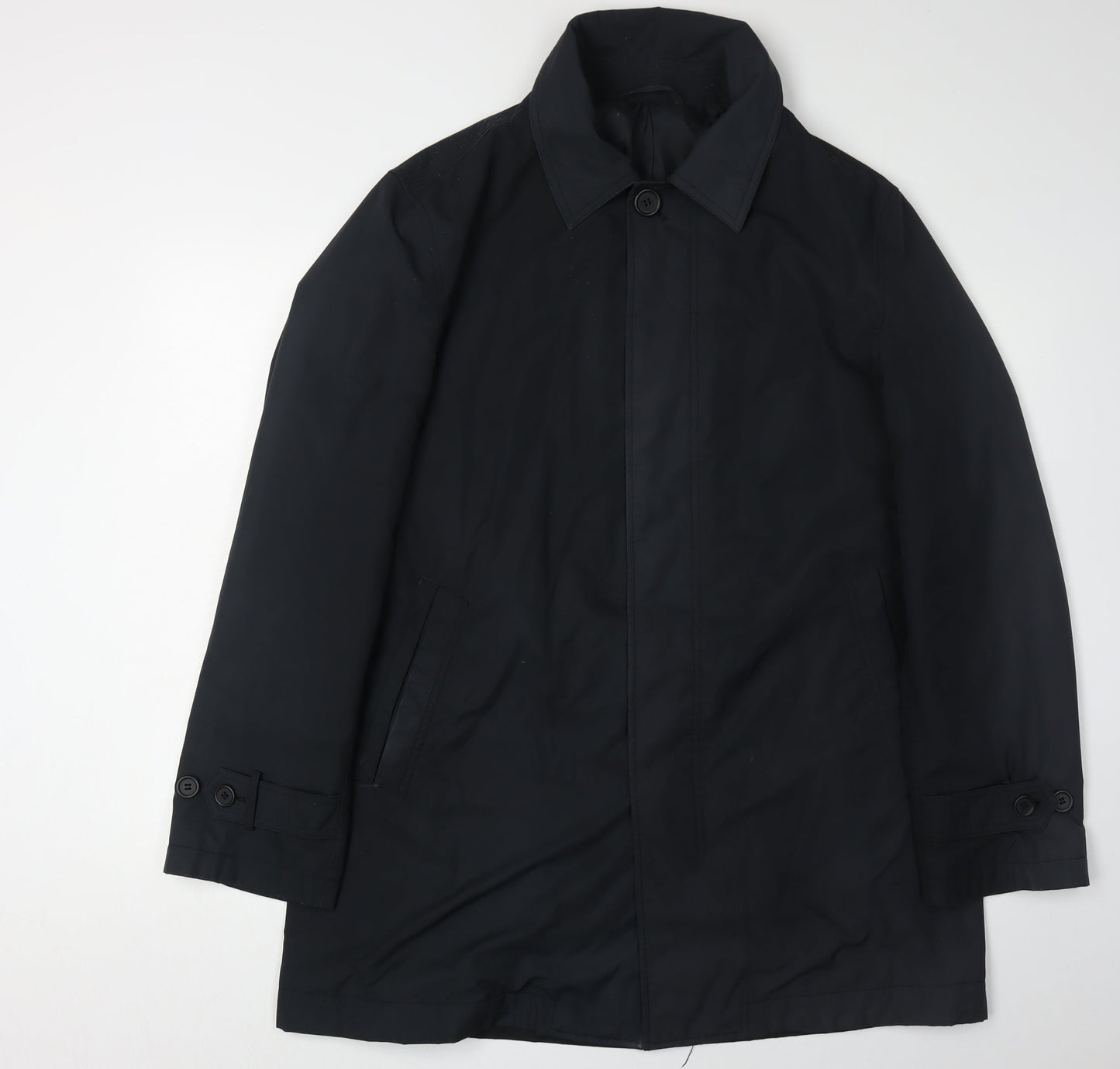 Mens UK Size M Marks and Spencer Black Overcoat
