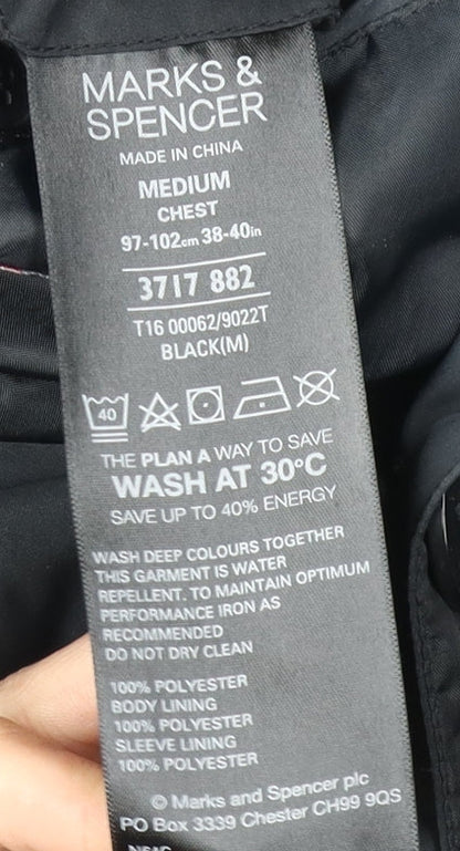 Mens UK Size M Marks and Spencer Black Overcoat