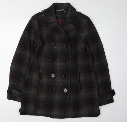 Austin Reed Women's Black Check Pea Coat Size 12