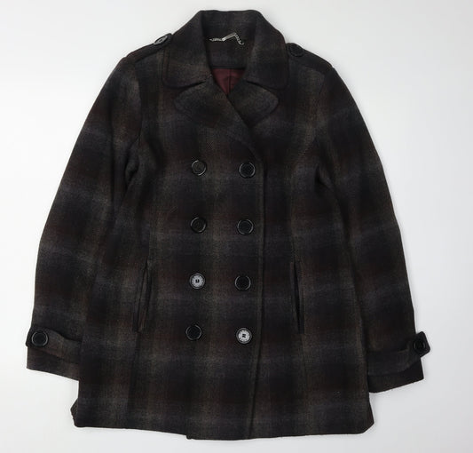 Austin Reed Women's Black Check Pea Coat Size 12