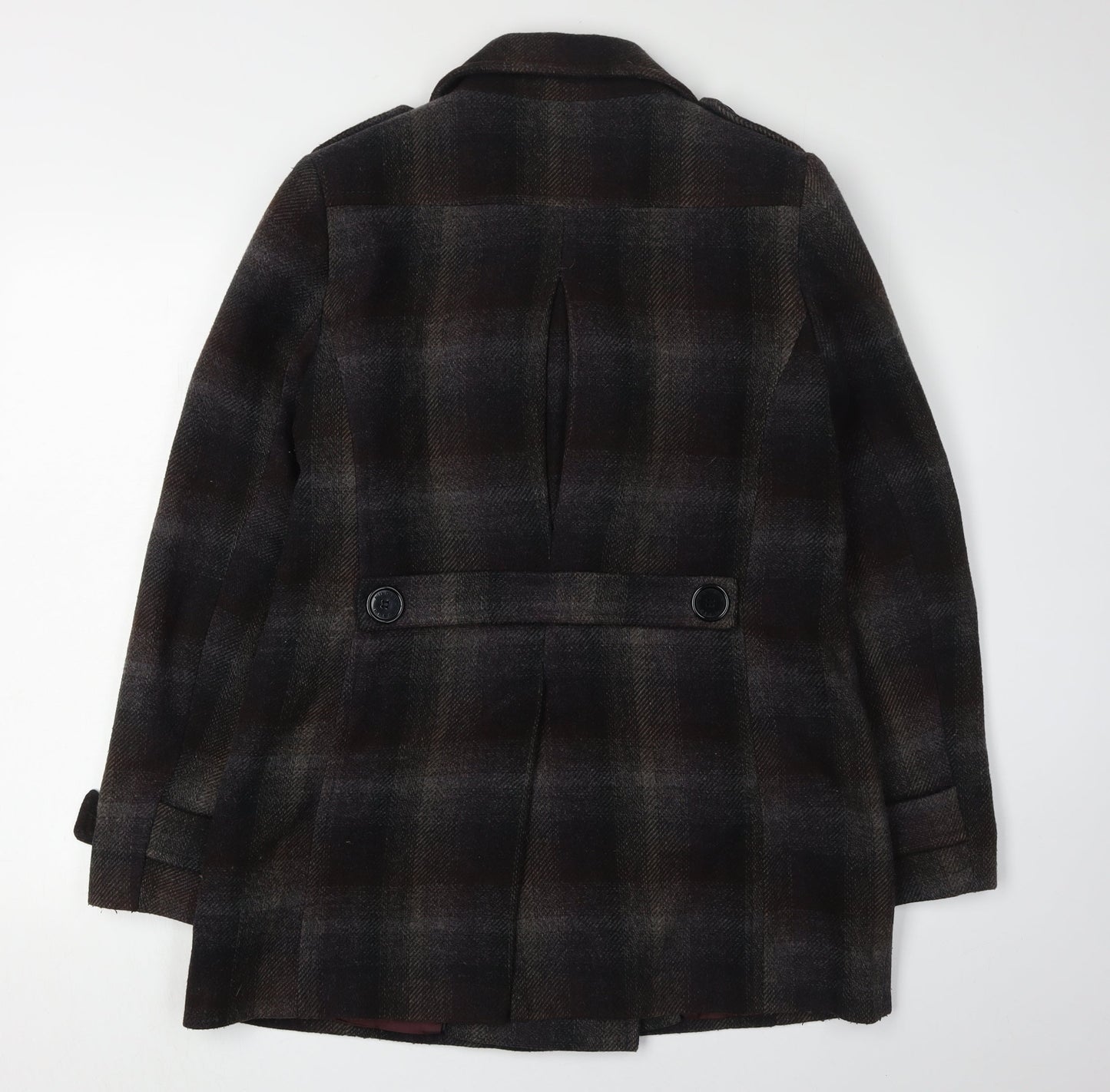 Austin Reed Women's Black Check Pea Coat Size 12