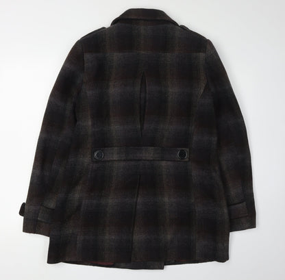Austin Reed Women's Black Check Pea Coat Size 12