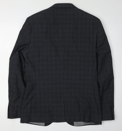 Next Men's Grey Check Blazer, Size 40R, Elegant Style