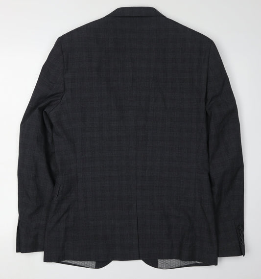 Next Men's Grey Check Blazer, Size 40R, Elegant Style