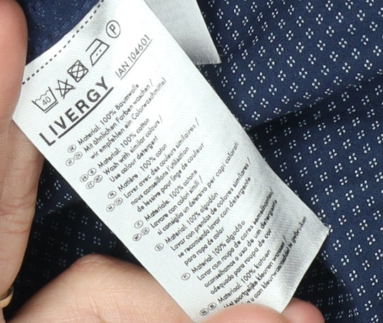 Livergy Men's Navy Long Sleeve Shirt 15.5 Regular Fit