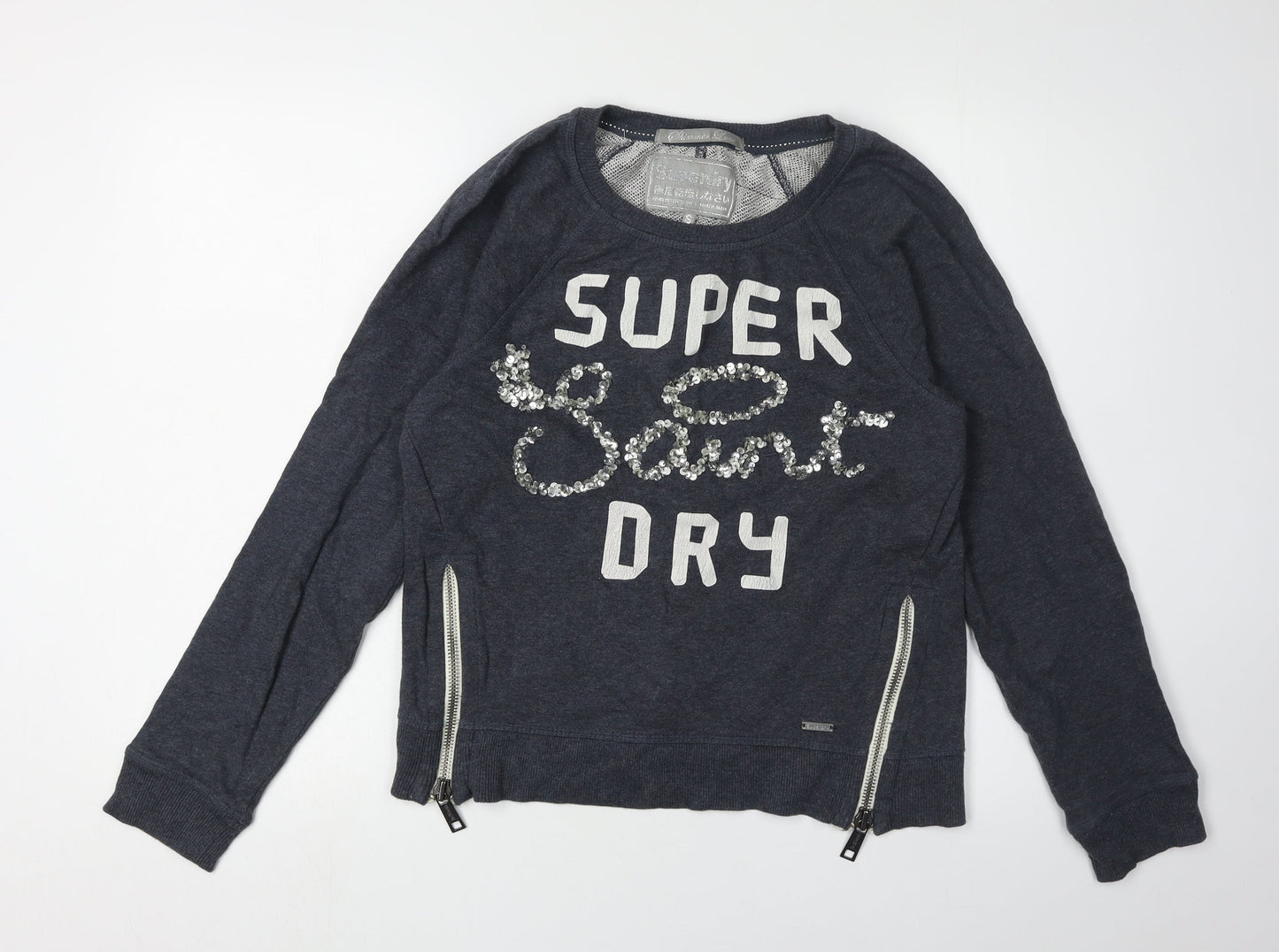 Womens UK Size S Superdry Black Pullover Sweatshirt