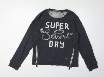 Womens UK Size S Superdry Black Pullover Sweatshirt