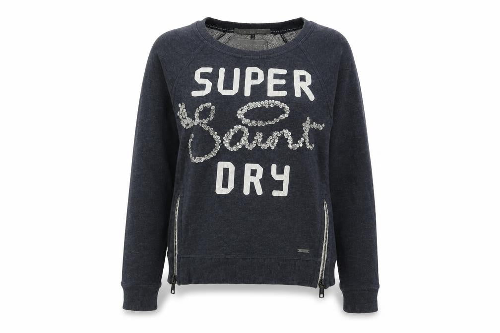 Womens UK Size S Superdry Black Pullover Sweatshirt