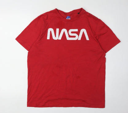 NASA Men's Red T-Shirt, Size L, Space Theme