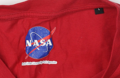 NASA Men's Red T-Shirt, Size L, Space Theme