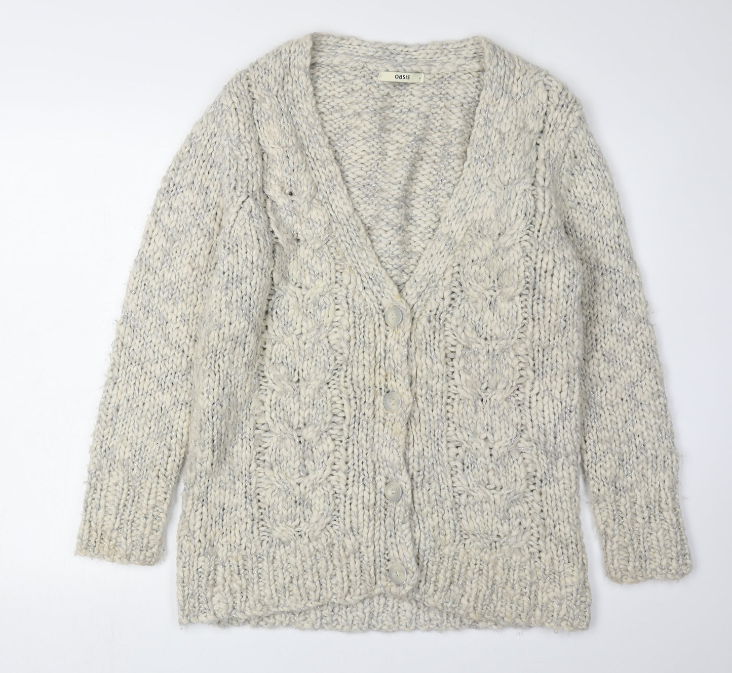 Womens UK Size M Oasis Ivory Cardigan Jumper