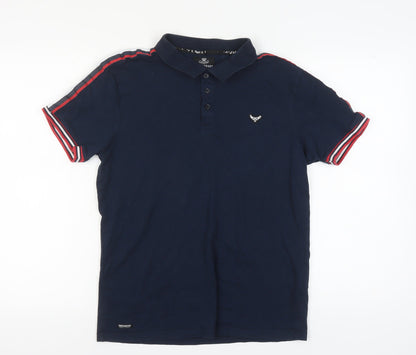 Threadbare Men's Blue Polo Shirt M with Logo Embellishment