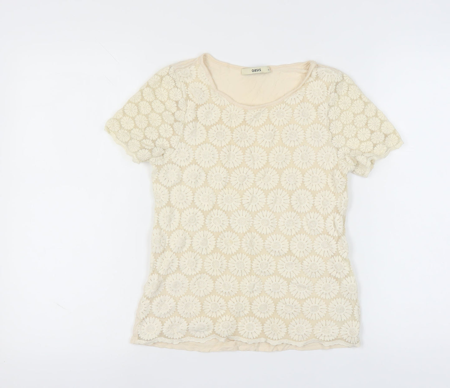 Womens UK Size M Oasis Beige Basic T-Shirt