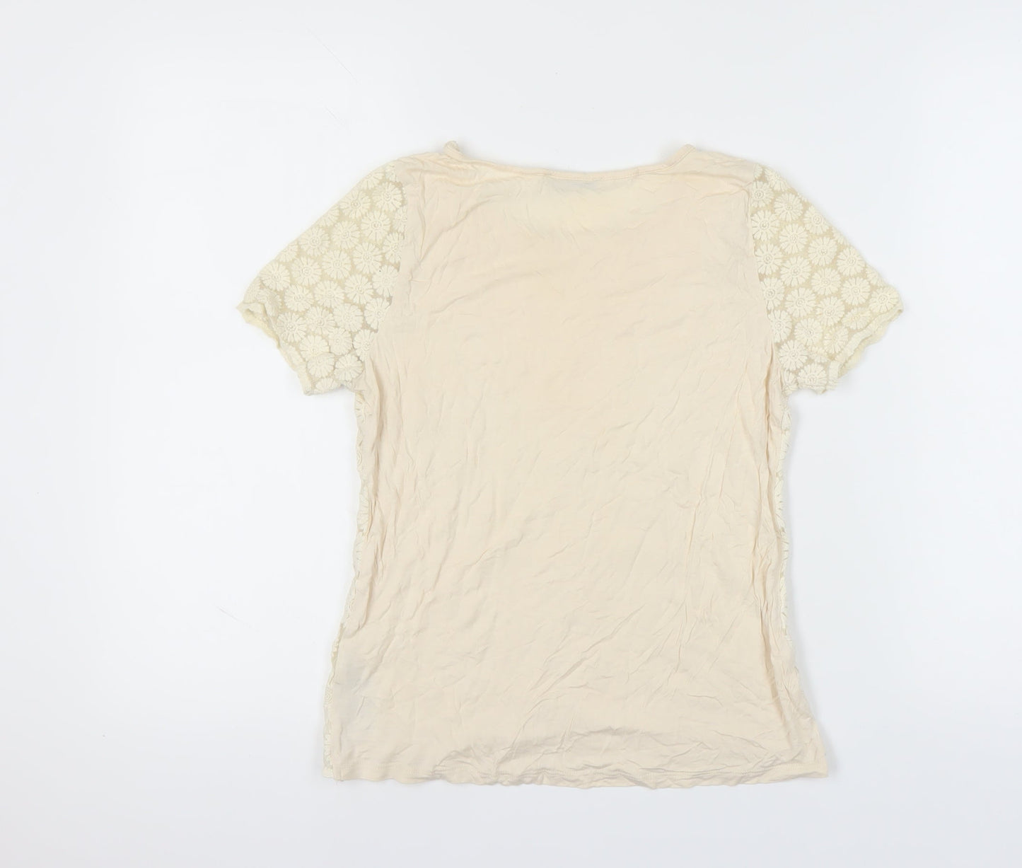 Womens UK Size M Oasis Beige Basic T-Shirt