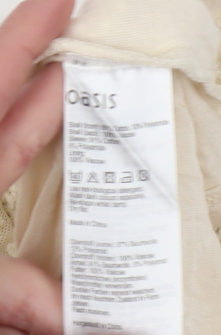 Womens UK Size M Oasis Beige Basic T-Shirt