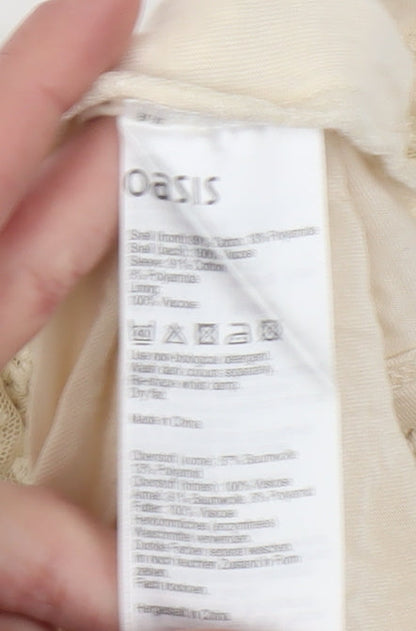 Womens UK Size M Oasis Beige Basic T-Shirt