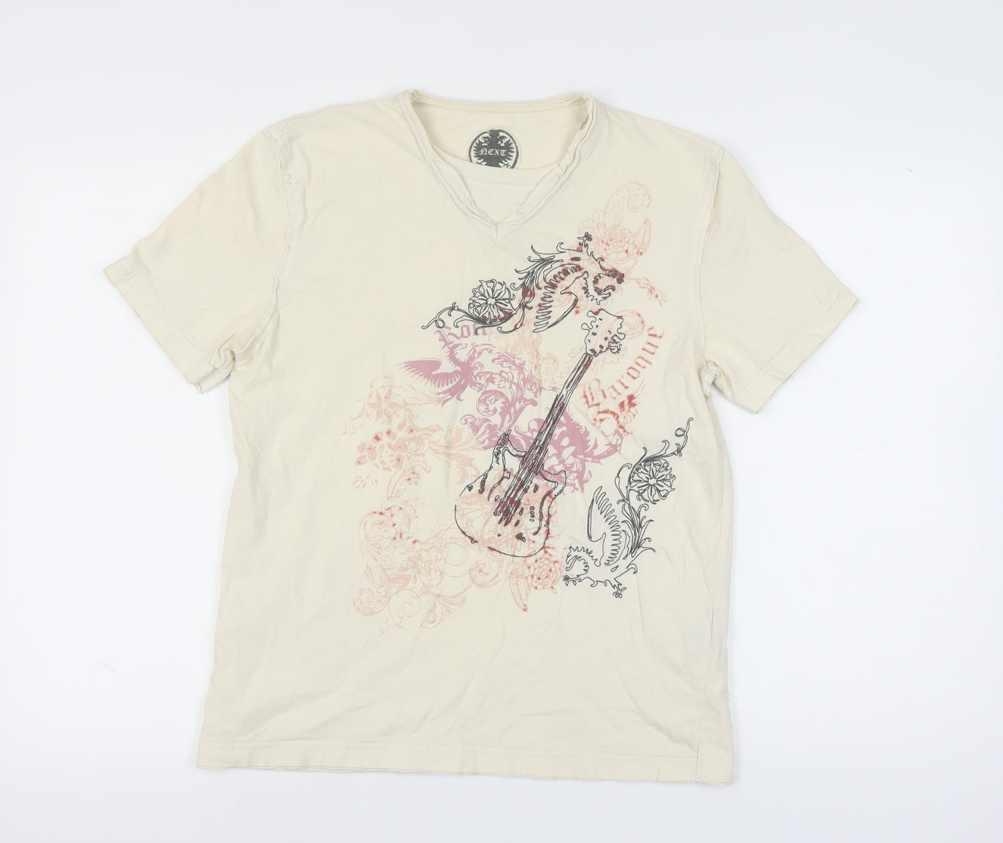 Unisex Adults UK Size M NEXT Beige  T-Shirt