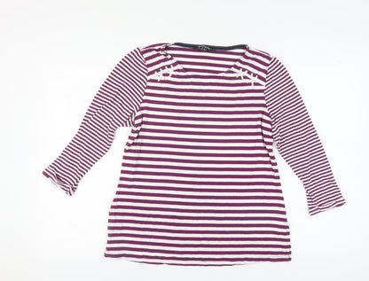 Bonmarché Women's Purple Striped Long Sleeve Top