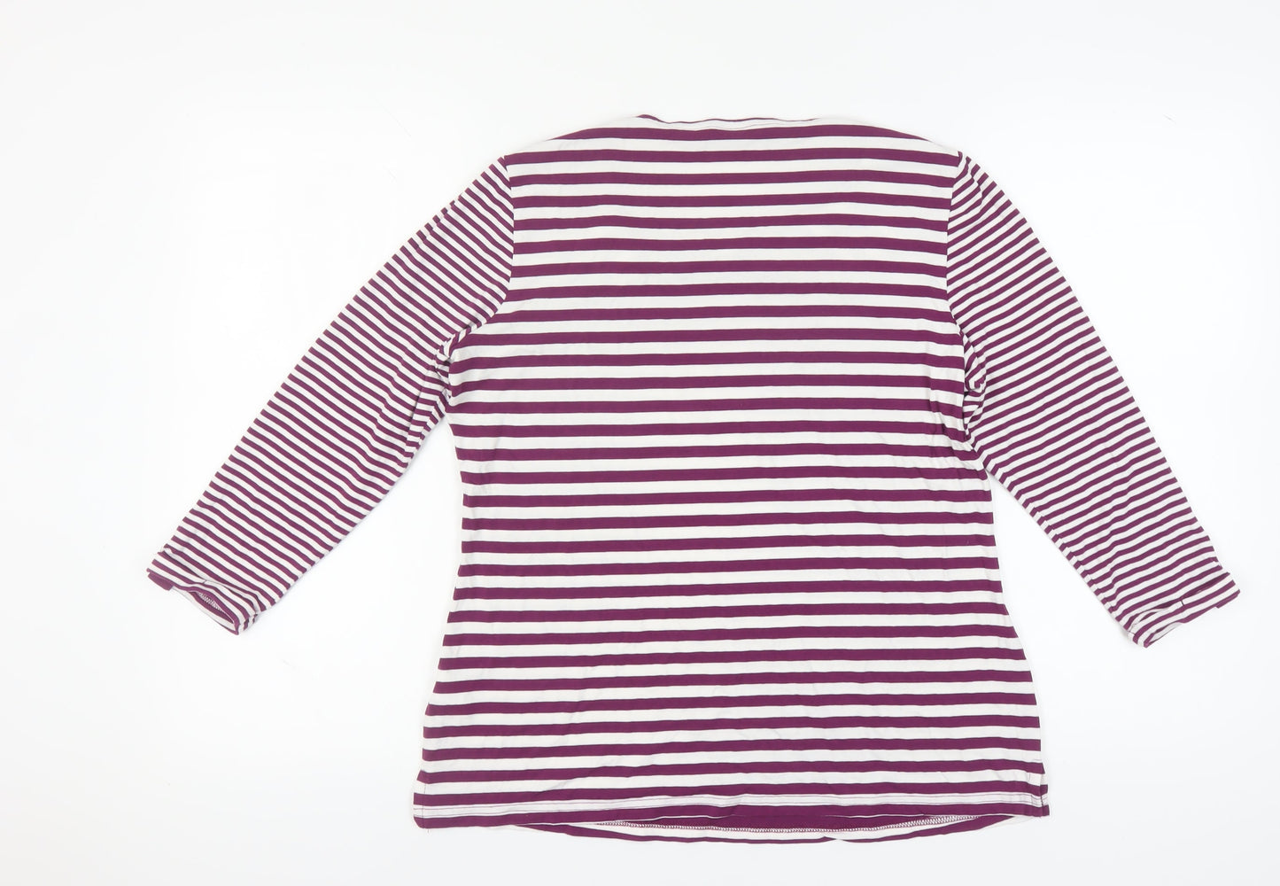 Bonmarché Women's Purple Striped Long Sleeve Top