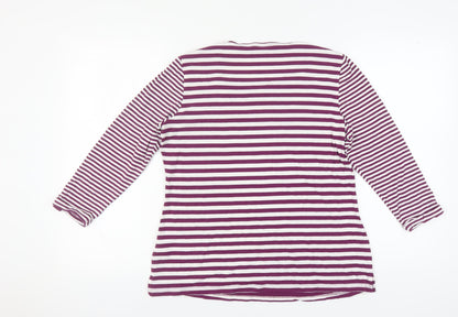 Bonmarché Women's Purple Striped Long Sleeve Top
