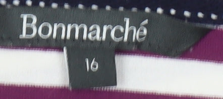 Bonmarché Women's Purple Striped Long Sleeve Top